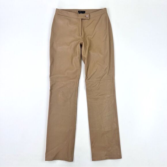 BCBG Maxazria 100% Genuine Leather Straight Leg Pants Size 2 - Picture 1 of 8